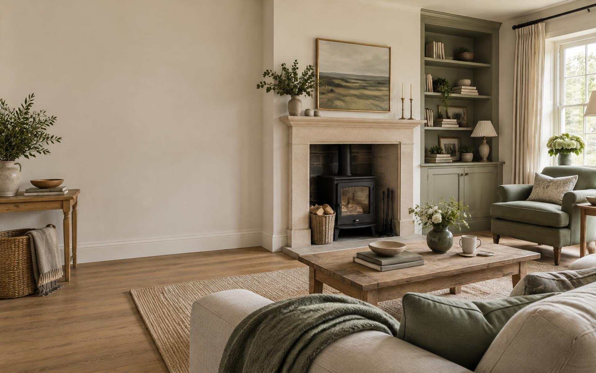A calm, welcoming sitting room in natural tones
